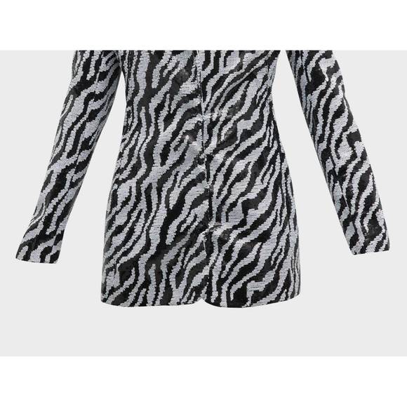 NEW BRONX AND BANCO zizi zebra blazer dress in silver/black - Picture 4 of 4